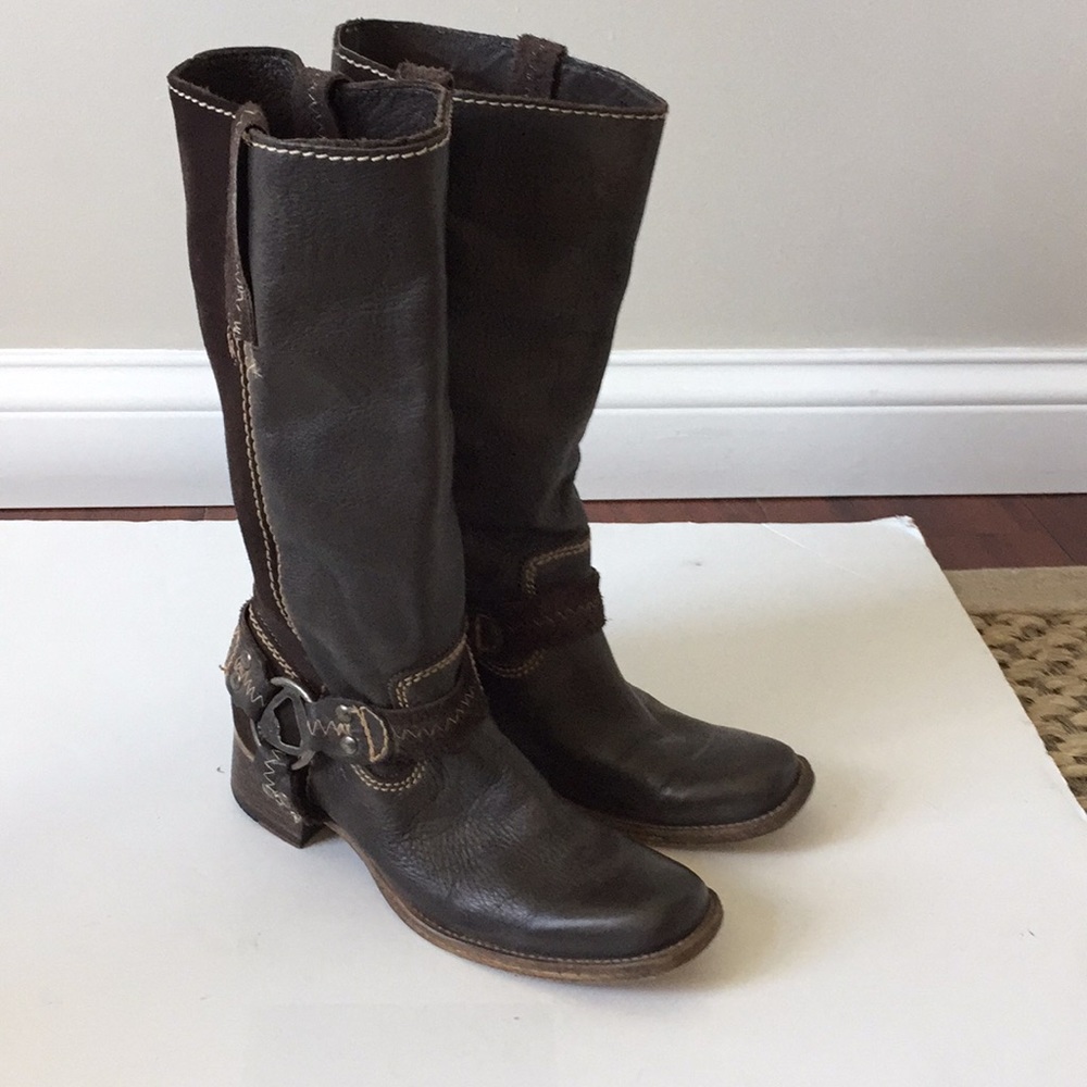 Bed stu western harness tall buckle boots 7